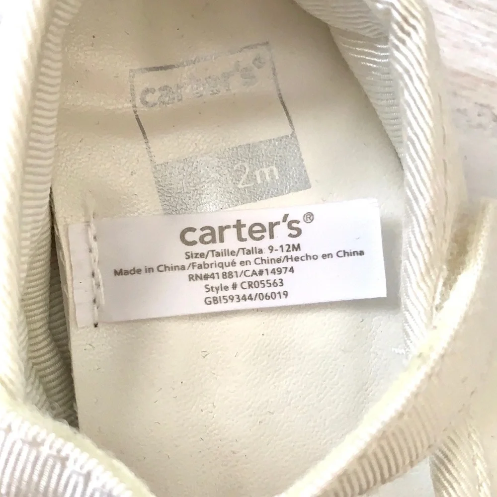 Carters Baby Girl White Glitter MaryJane Dress Shoes Size 9-12m 9m 12m NEW